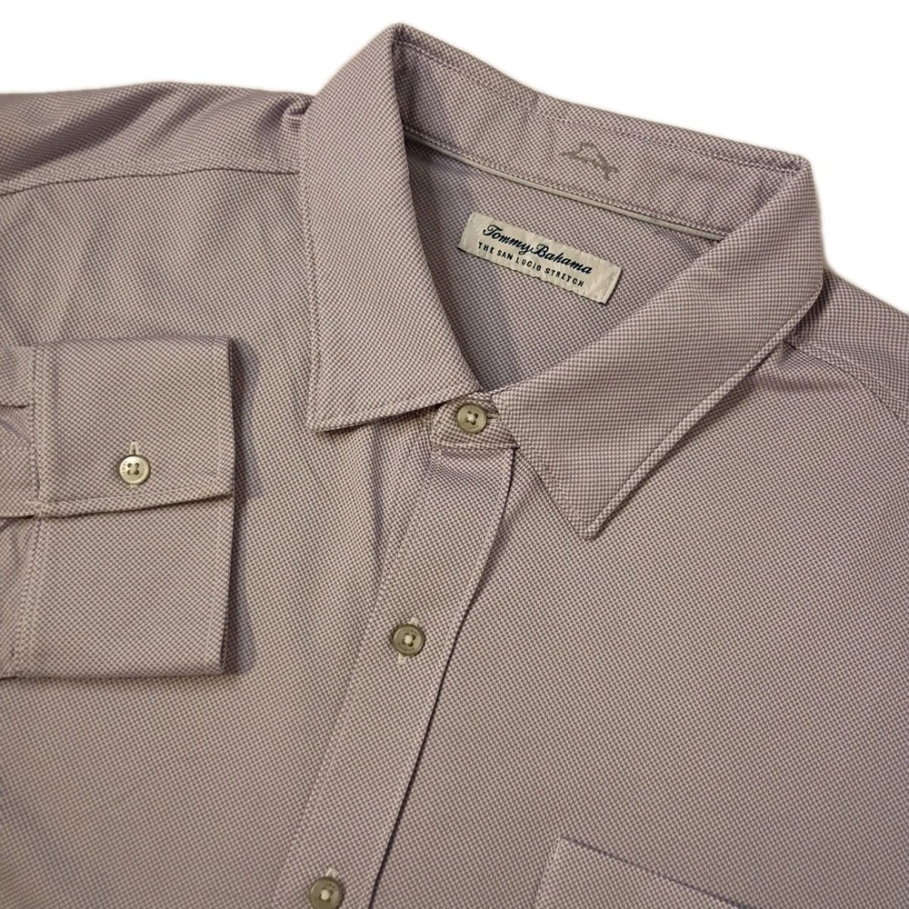 Tommy Bahama Shirt Mens 2XL Purple Island Zone The San Lucio Stretch‎ Button Up